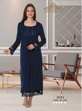 Effortt 3043 LACİVERT Dantelli Hamile Lohusa Gecelik